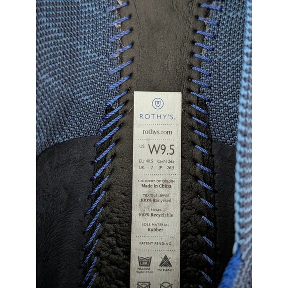 Rothy’s The Point Flats Women’s Size 9.5 Indigo Gingham Sustainable Shoes - Picture 8 of 8